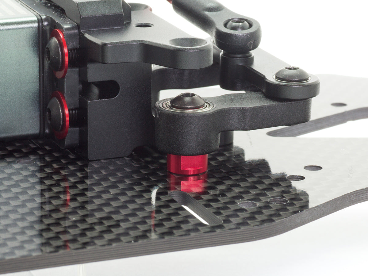 T090 - CHASSIS MOUNTED ALU STEERING POST (Red/2pcs)