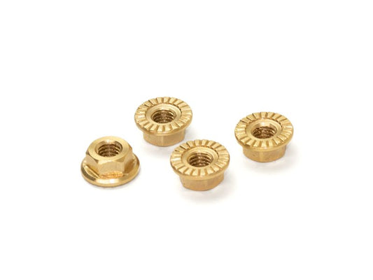 SMJ1345L - SMJ MACHINE CUT BRASS SERRATE FLANGED WHEEL NUT LARGE M4 (4pcs)