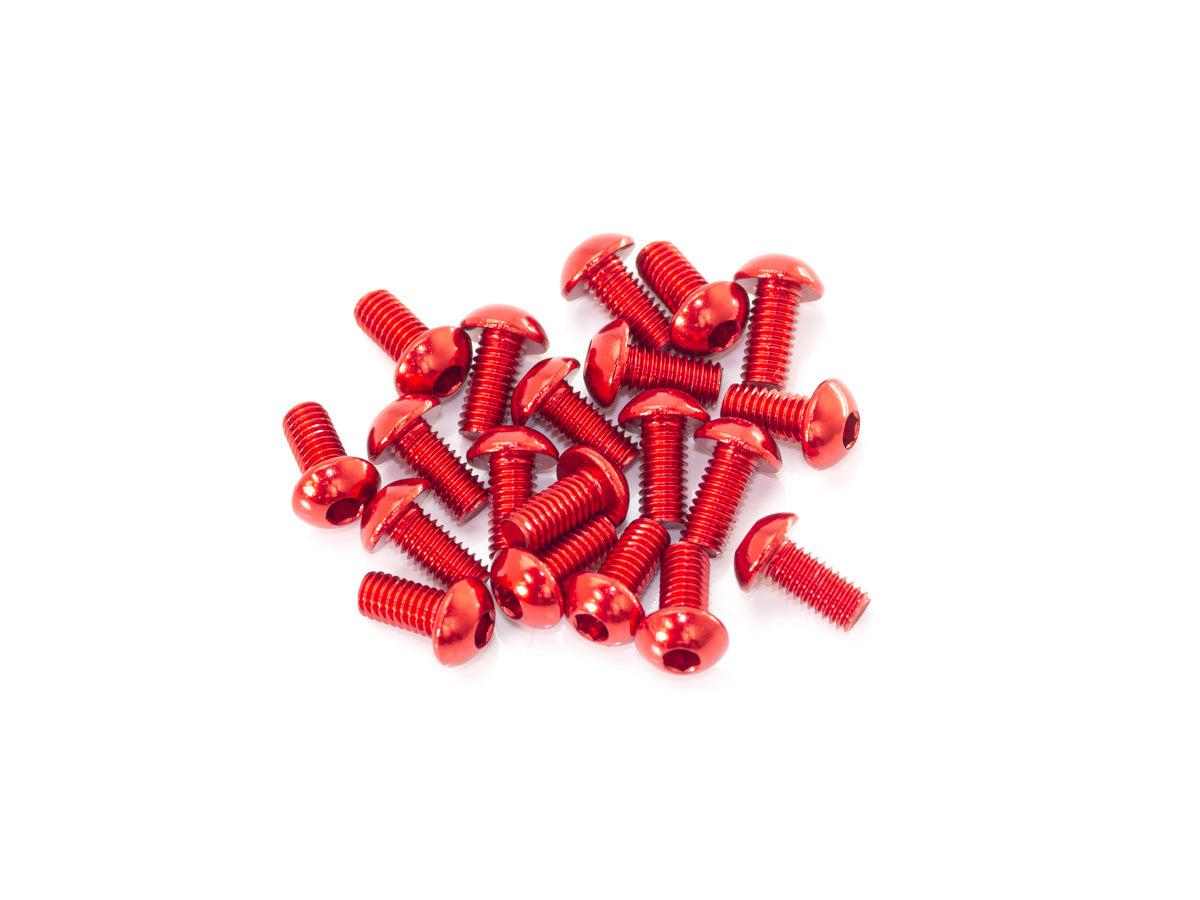 B01306-AR - M3x6mm ALUMINUM BUTTON HEAD SCREW (Red/20pcs)