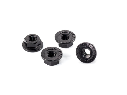 T216 - ALU SERRATE FLANGED WHEEL NUT M4 (Black/4pcs)